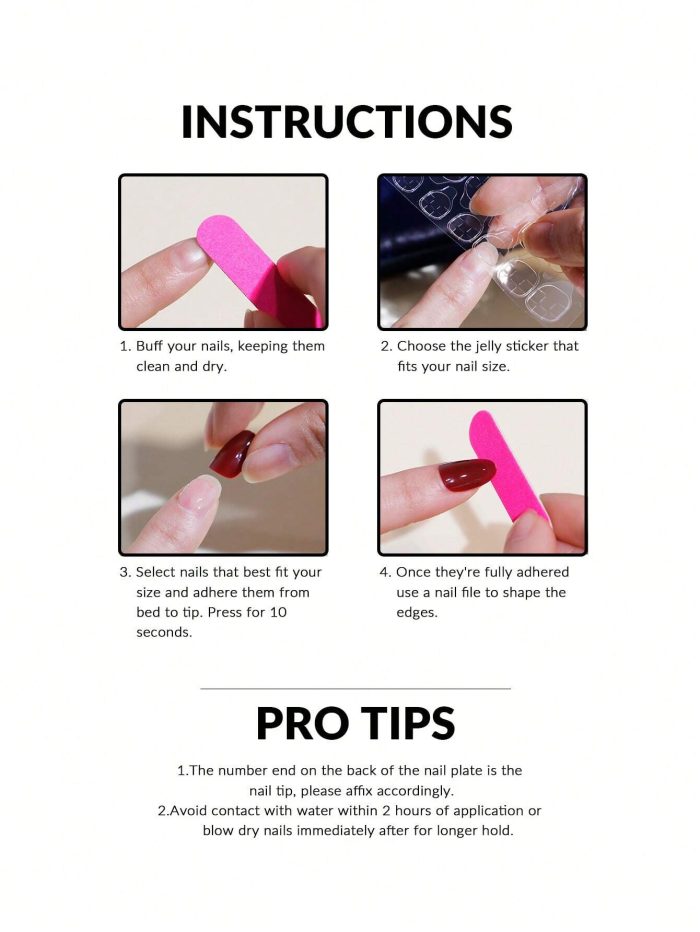 24 Pieces Of Long T-Shaped Press On Nails With Heart-Shaped Pattern Fake Nail - Image 4