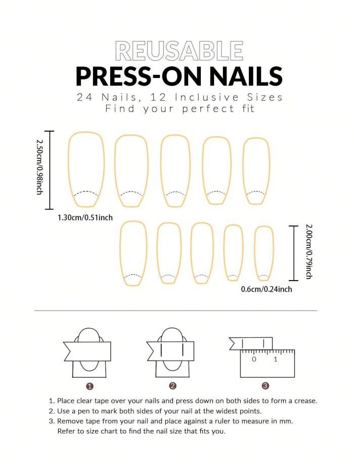 24 Pieces Of Long T-Shaped Press On Nails With Heart-Shaped Pattern Fake Nail - Image 5