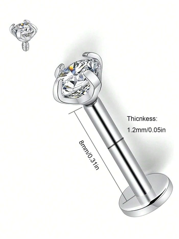 3pcs CZ Stud Earrings For Women Labret Stud Lip Piercing Stainless Steel - Image 6
