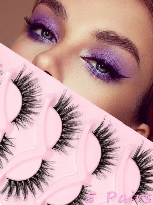 5 Pairs Cat Eye Lashes Wispy Fake Lashes Fluffy Cat Eye Lashes