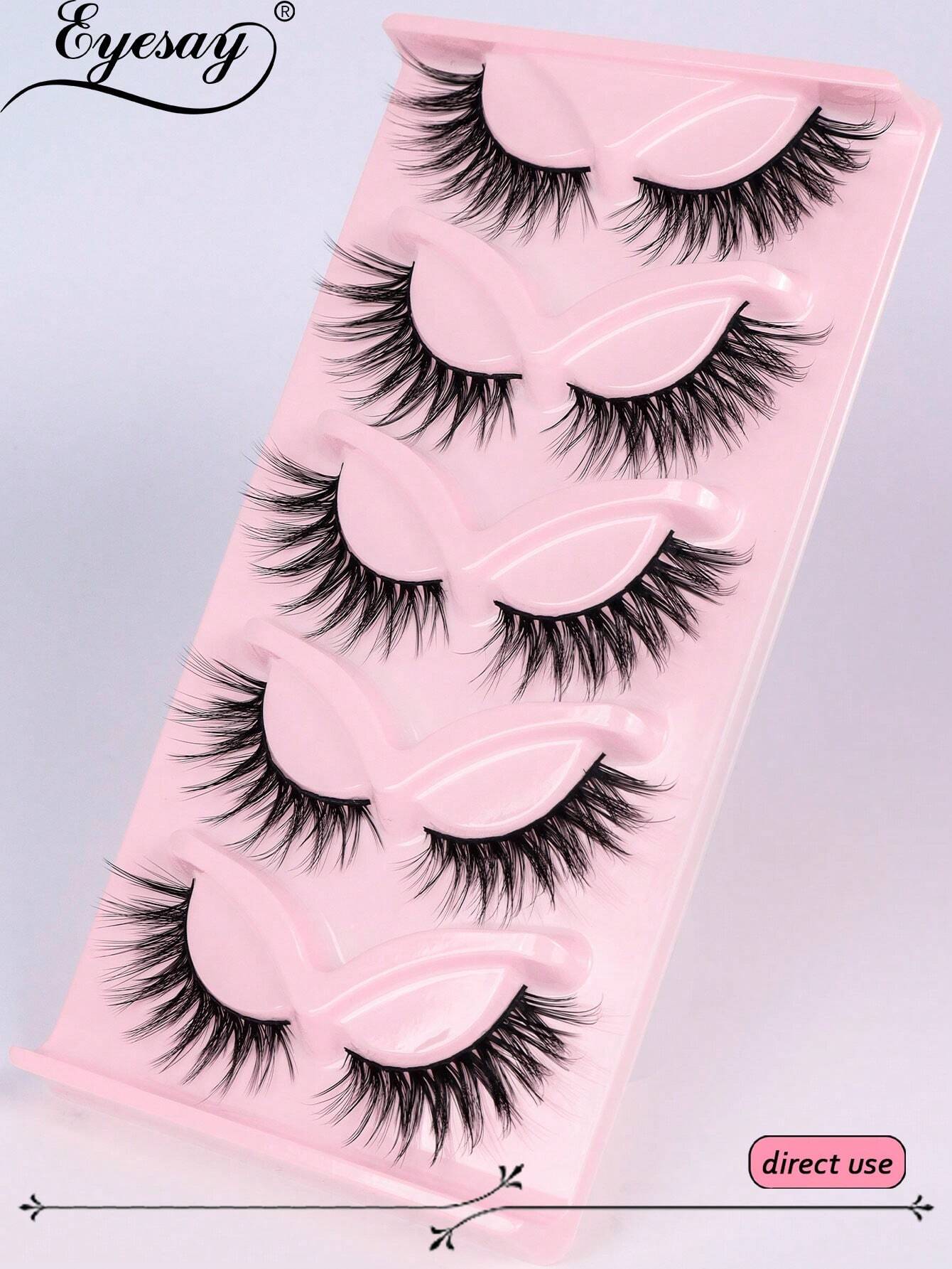 5 Pairs Cat Eye Lashes Wispy Fake Lashes Fluffy Cat Eye Lashes - Image 2