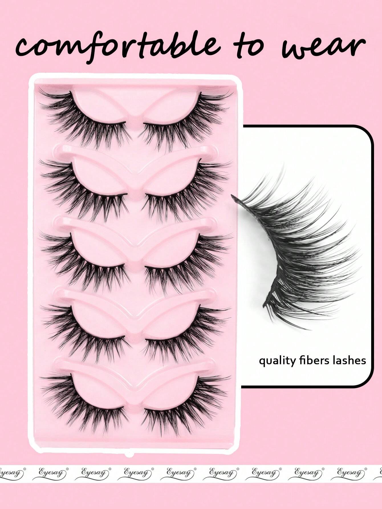 5 Pairs Cat Eye Lashes Wispy Fake Lashes Fluffy Cat Eye Lashes - Image 3
