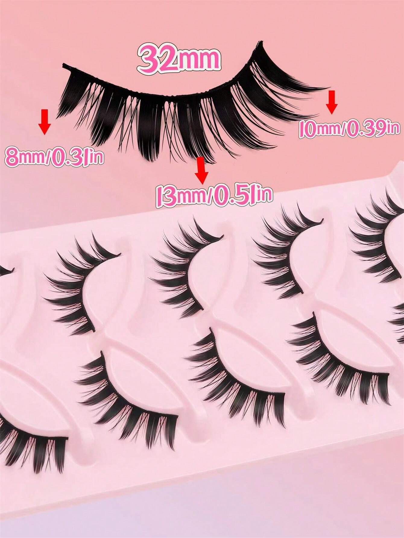 5 Pairs Manga Lashes Comic Lashes, Multilayer Natural Cross Thick False Eyelashes - Image 3