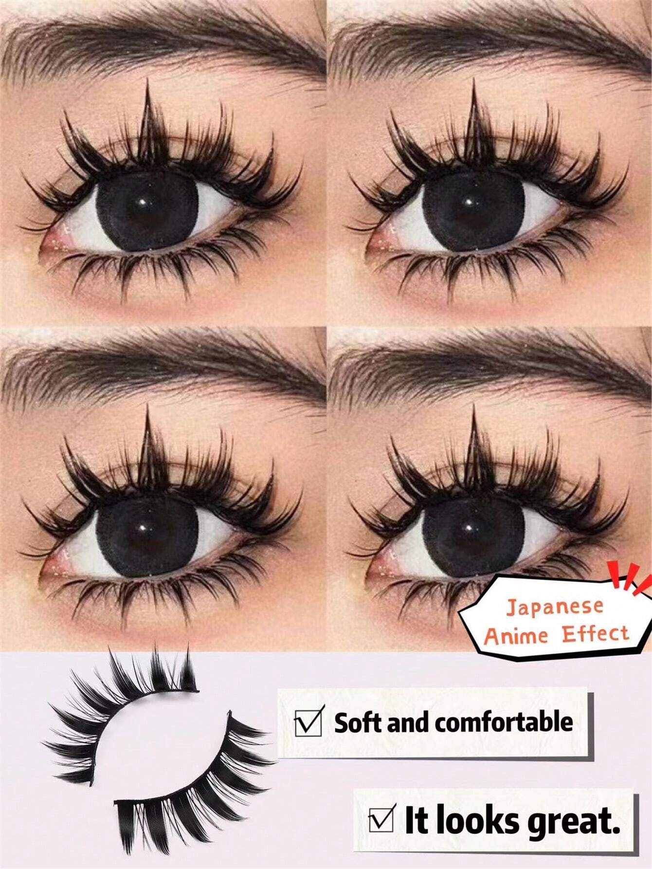 5 Pairs Manga Lashes Comic Lashes, Multilayer Natural Cross Thick False Eyelashes - Image 4