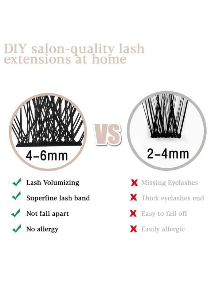 Azenlo Individual Lashes DIY Eyelash Extensions Kit, Lash Clusters 144 Pcs, Applicator Tool, Super Hold Cluster Lashes Bond and Seal, Glue Remover Easy Mix 10-16mm - Image 4
