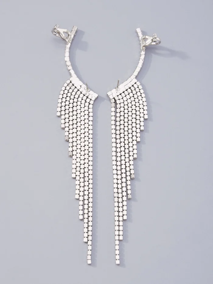 Mydear Rhinestone Tassel Design Earrings - Image 3