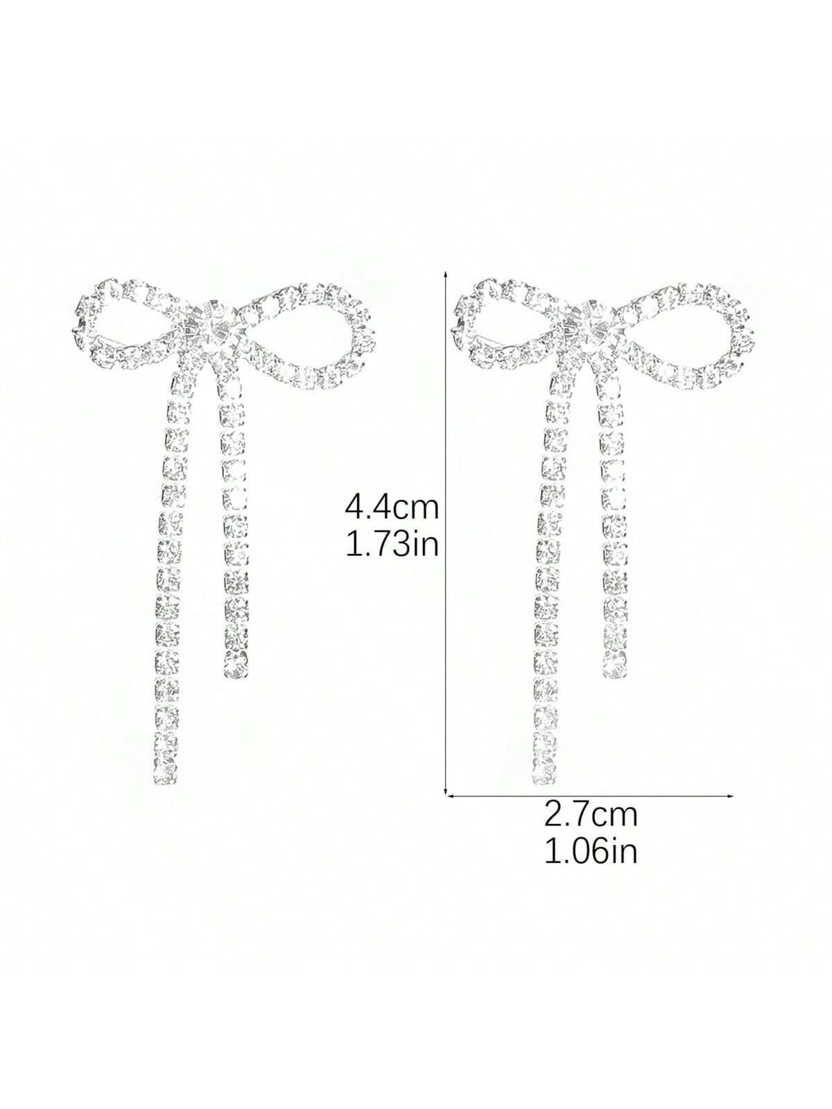 Retro Shining Tassel Club Bow Tie Crystal Rhinestone Earrings - Image 2