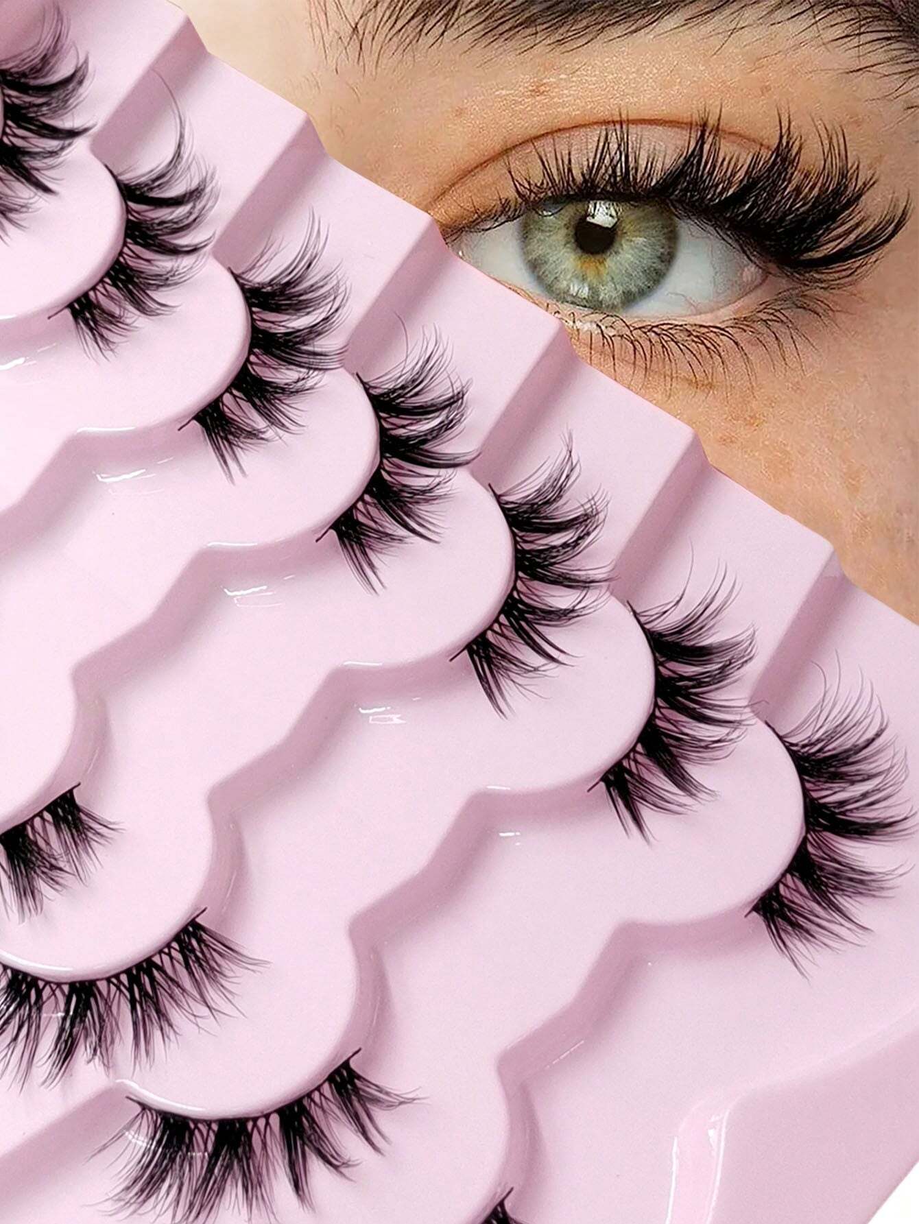 Rikuaild Rikuaild 7 Pairs Half Fake Eyelashes Soft Natural Look Cat Eye Lashes