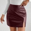 SHEIN Frenchy Split Hem PU Bodycon Mini Skirt