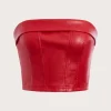 SHEIN ICON Zipper Back PU Leather Tube Top