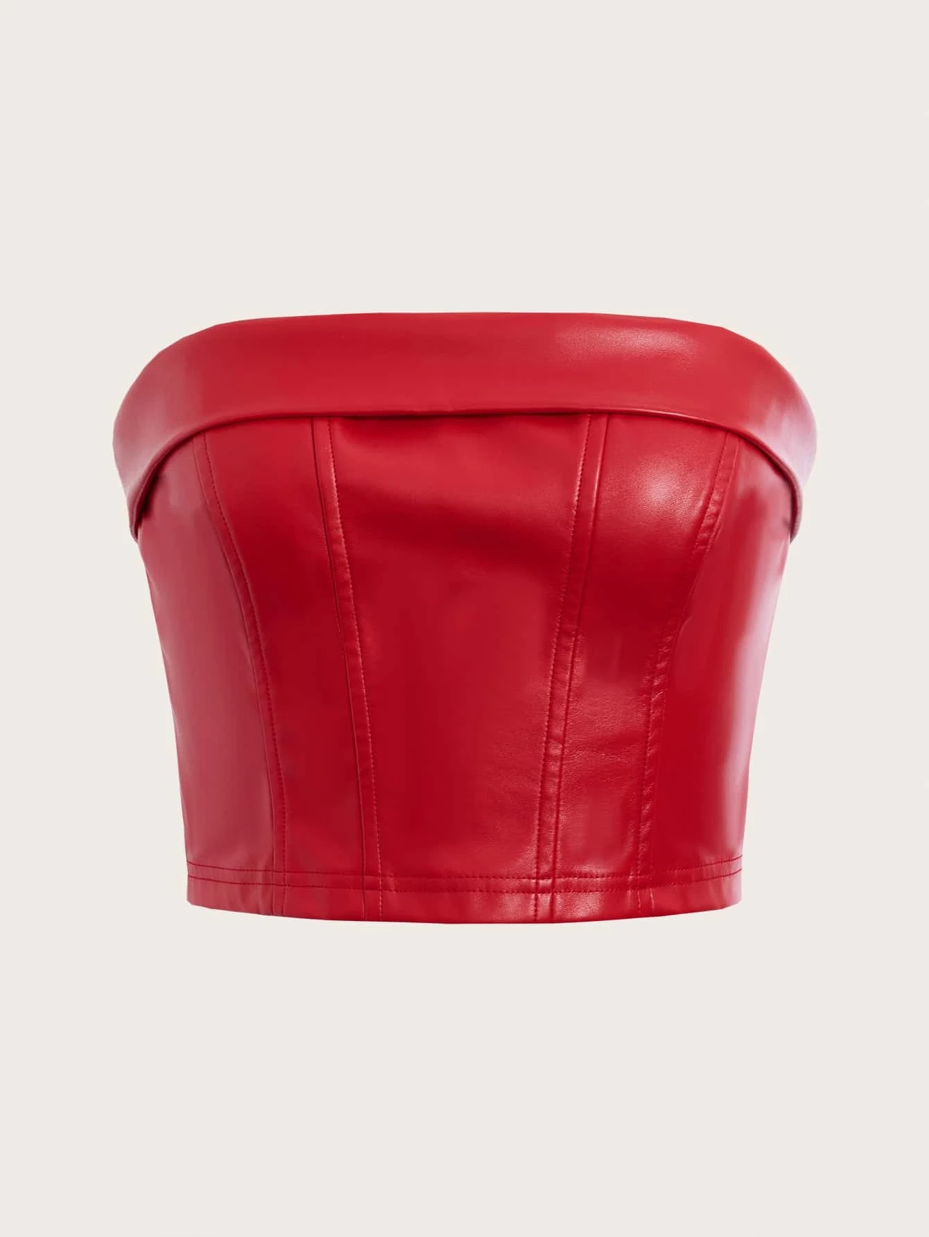 SHEIN ICON Zipper Back PU Leather Tube Top