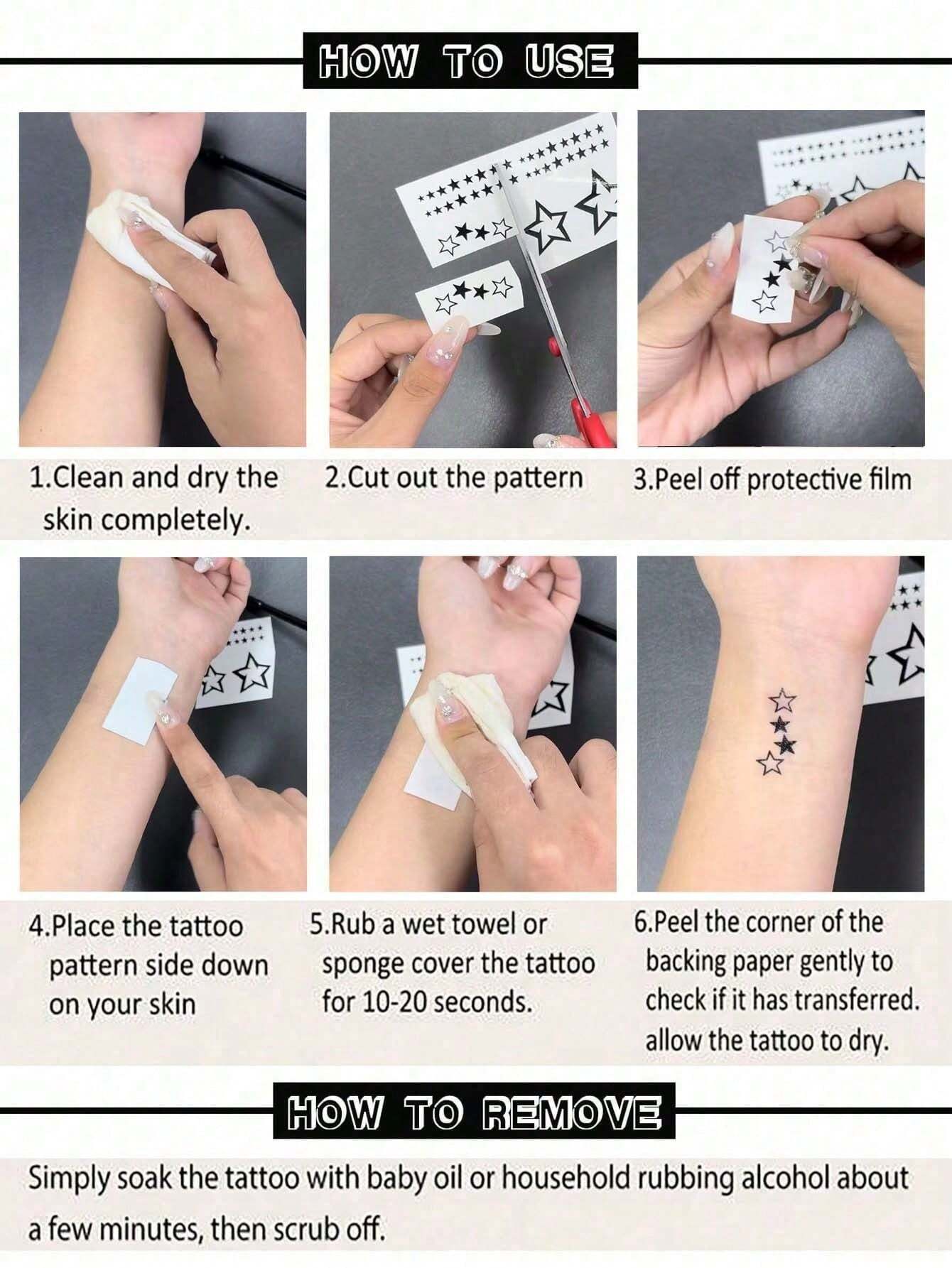 Temporary Paper Tattoo Sticker, 2pcs Black Butterflies & Roses Style Floral Waterproof Temporary Tattoo Stickers - Image 4