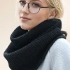 Women Snood Unisex Knit Infinity Scarf Minimalist Pullover Neck Gaiter Autumn Winter Thickened Warm Neck Cover Black