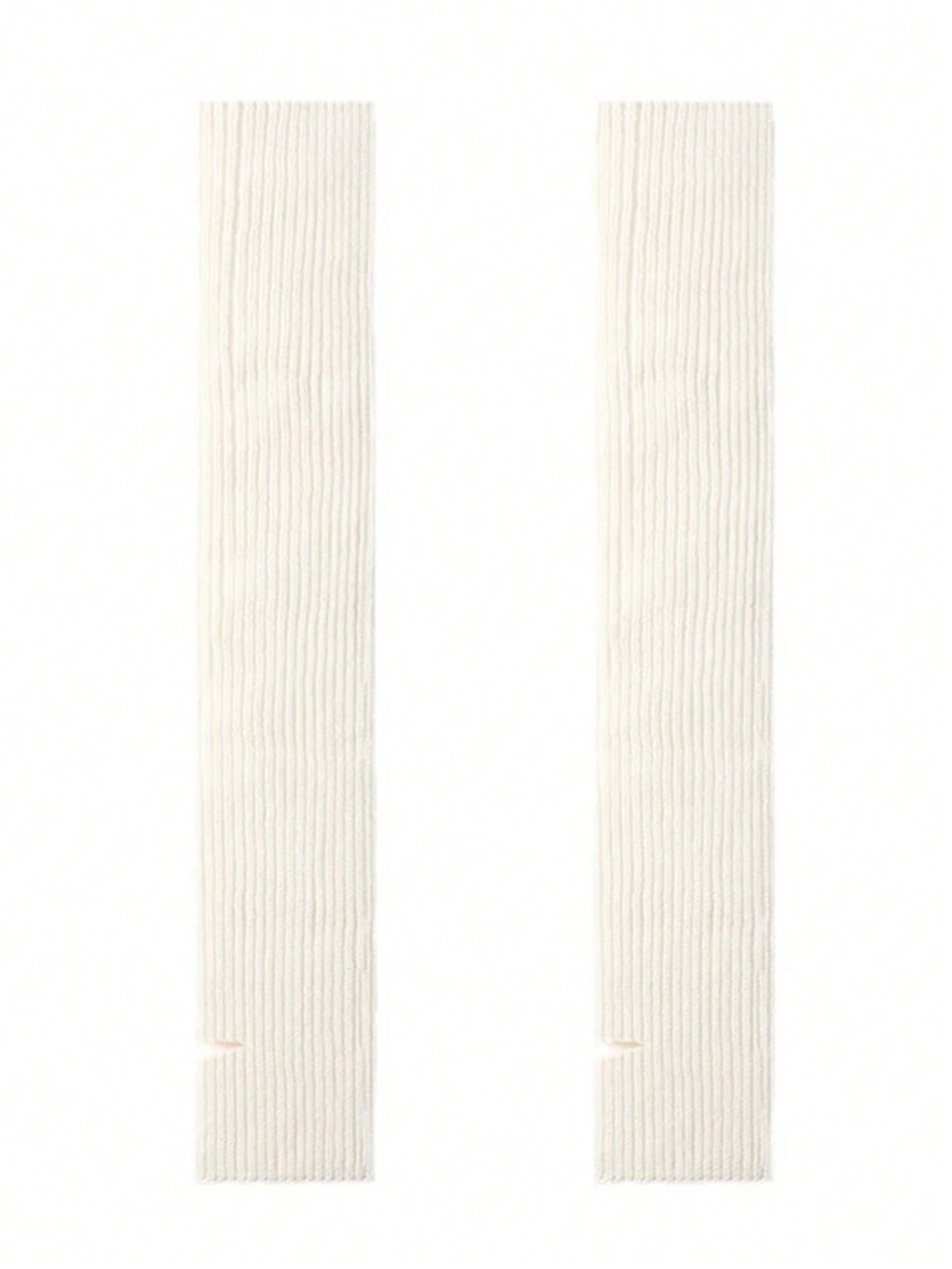 1 Pair Women's Classic Comfortable Thickened Solid Color White Knee-High Leg Warmers - Image 2