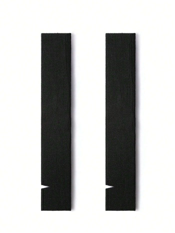 1 Pair Women's Classic Comfortable Thickened Solid Color Black Knee-High Leg Warmers - Image 2