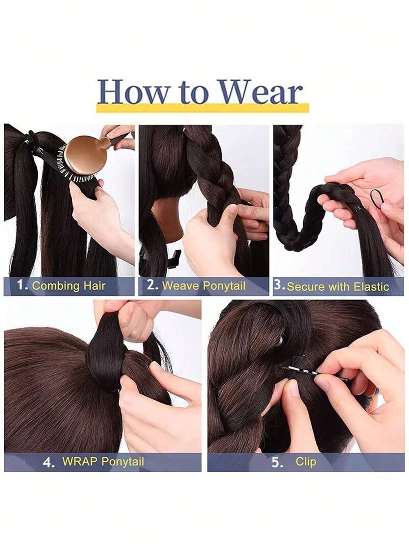 1pc Braided Hair Tie Scrunchie For Ponytail Hairstyle Decoration - Image 3