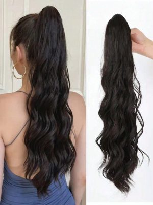1pc Claw Clip Natural Looking High Temperature Fiber Water Wave Ponytail Curly Hair Extension