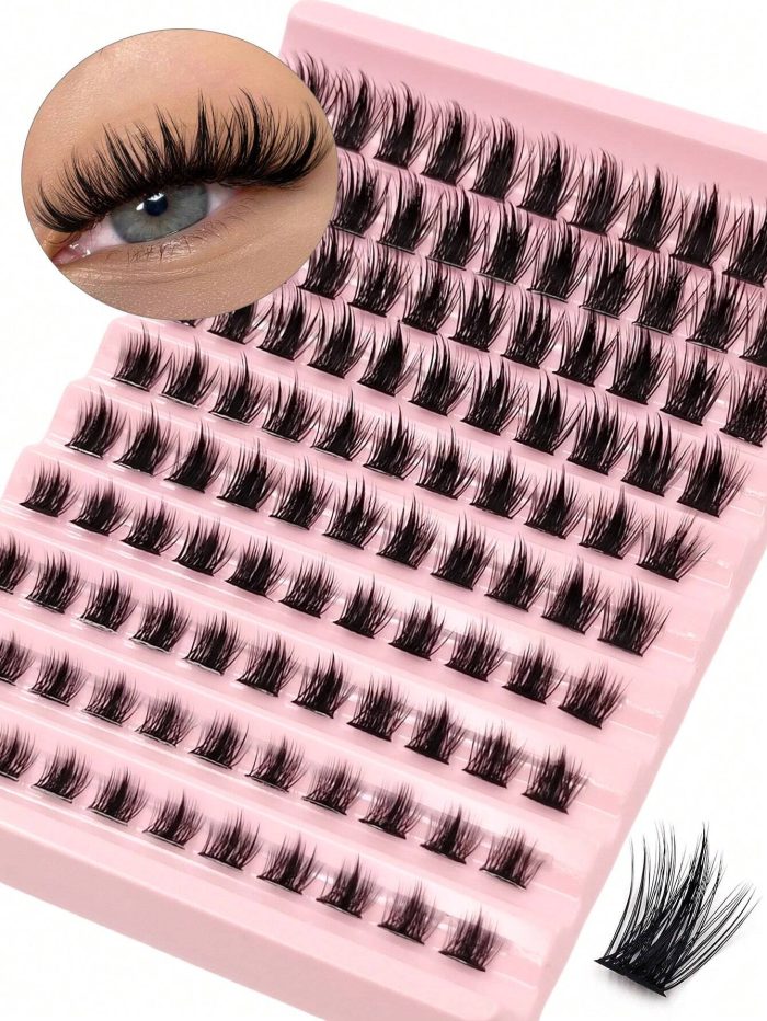 Asiteo 110 Clusters D Curl Individual Lashes ,Natural Look Wispy Soft And Fluffy False Eyelashes, Long-Lasting