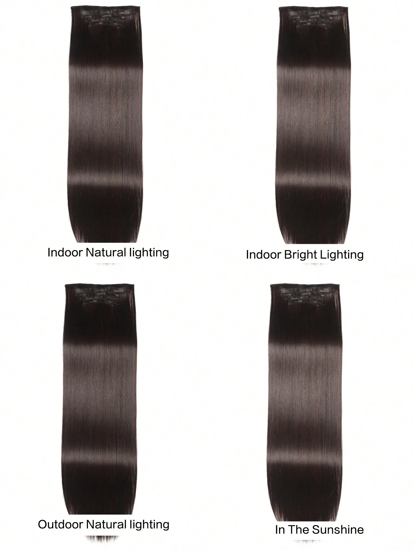 Clip In Hair Extensions, LONAI 6PCS 24 Long Black Brown With Highlight Straight Synthetic Clip On Hairpiece - Image 9