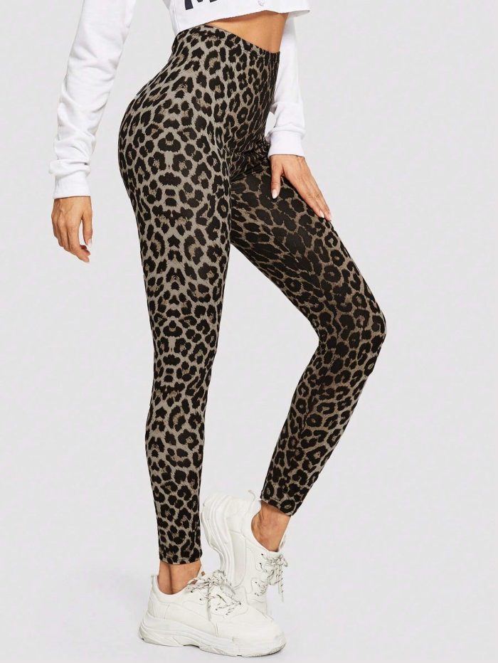 SHEIN Essnce Ladies" Leopard Print Long Leggings