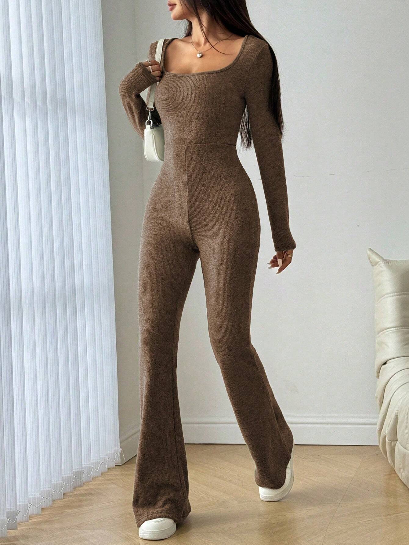 SHEIN MOOSTA Women's Casual Solid Color Long Sleeve Jumpsuit - Image 5