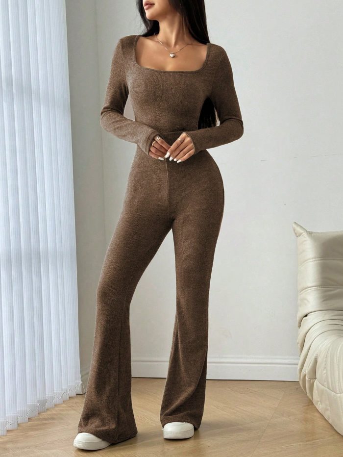 SHEIN MOOSTA Women's Casual Solid Color Long Sleeve Jumpsuit - Image 3