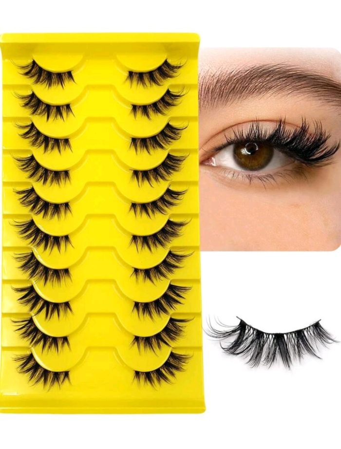 Asiteo 10 Pairs Of Luxurious Half Lashes - Natural Look Wispy Cat Eye Lashes For Flawless Makeup