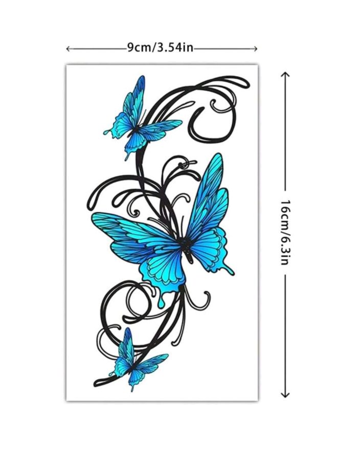 Large Size Body Art Temporary Tattoo Stickers 3D Blue Butterfly Pattern, Waterproof Fake Tattoo, Lasts 2-5 Days - Image 6