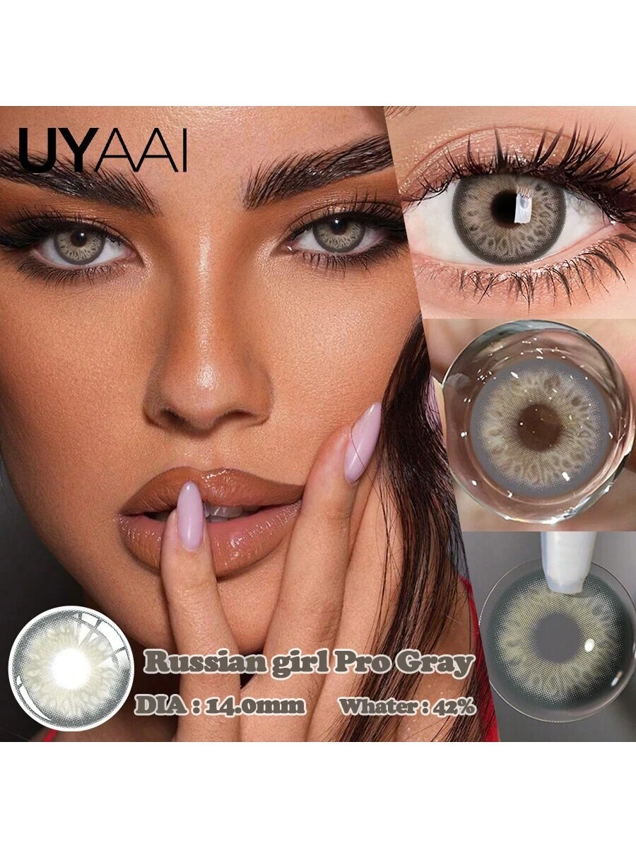 UYAAI UYAAI 1Pair-Enlargement Natural Yearly Disposable Colored Contact Lenses Grey