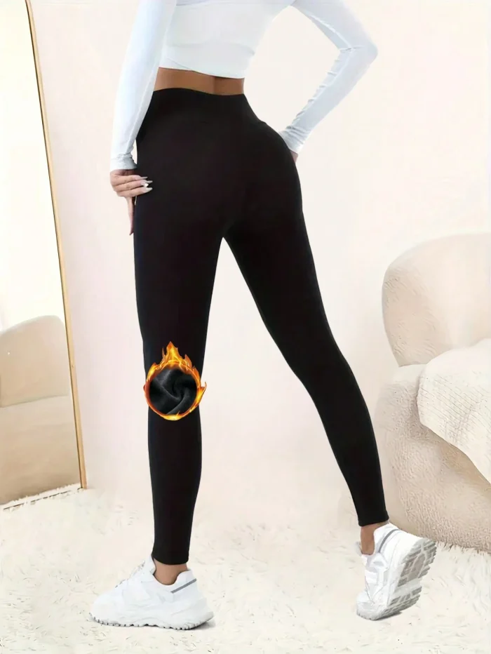 Women Thermal Fleece Lined High Waisted Leggings, Workout Winter Warm Thick Tights Soft Yoga Pants - Image 5