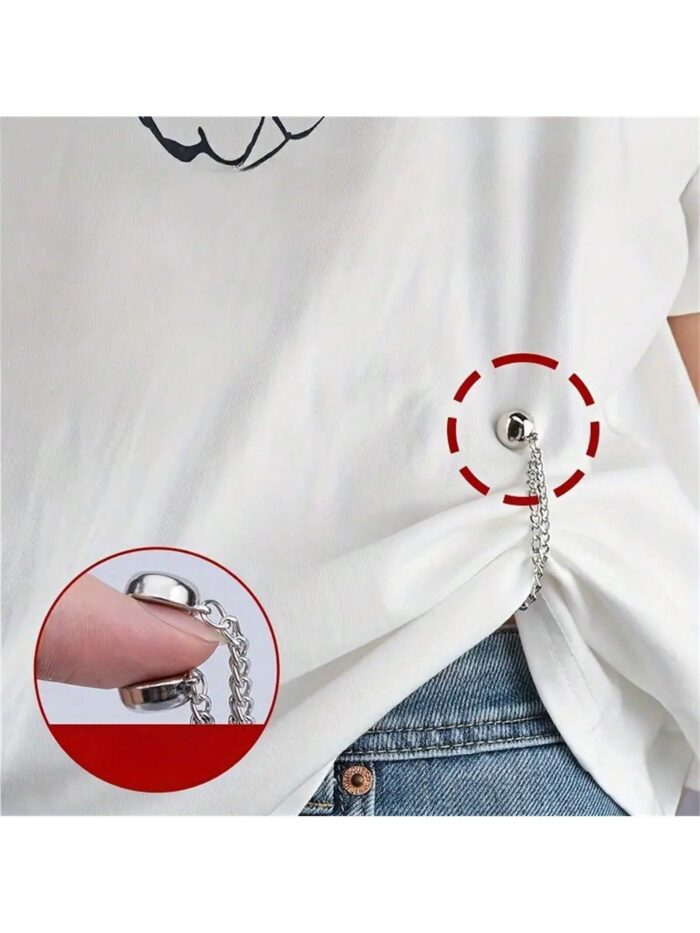 1pc Adjustable Magnetic Pant Clips & Sleeve Clips – Durable Alloy Hem Clips 2-piece Set/Silver 2 Pieces - Image 2