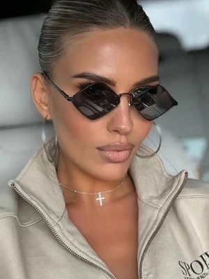 1pc Asymmetrical Y2K Metal Rhombus Fashionable Fashion Glasses