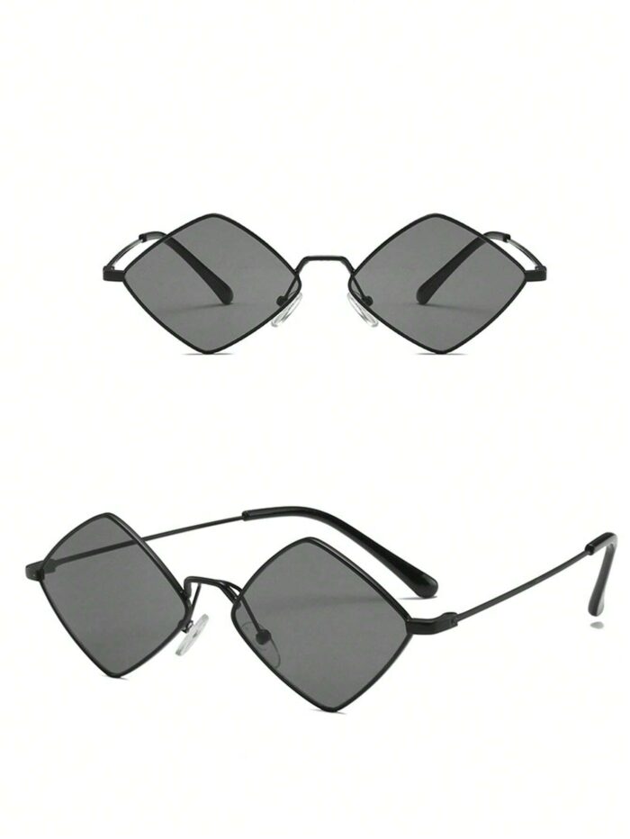 1pc Asymmetrical Y2K Metal Rhombus Fashionable Fashion Glasses - Image 3