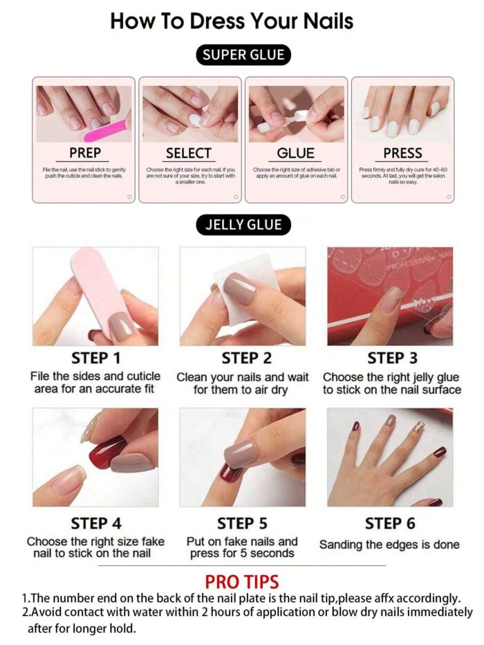 24pcs Almond 3D Gel Makes French Tip Press On Nails Medium 3D Flower Gel Makes Nail Design - Image 4