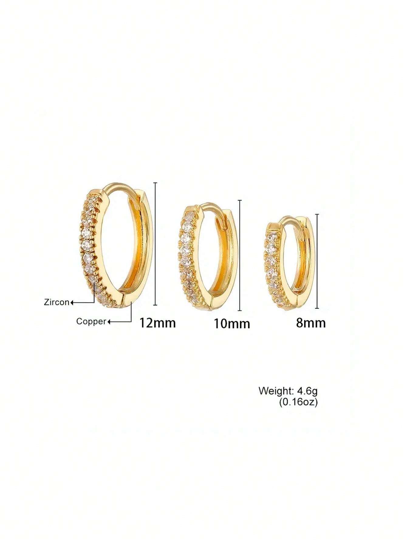 3pcs/Set, Simply & Elegant Style, Golden & Silvery Hoop Earrings - Image 3