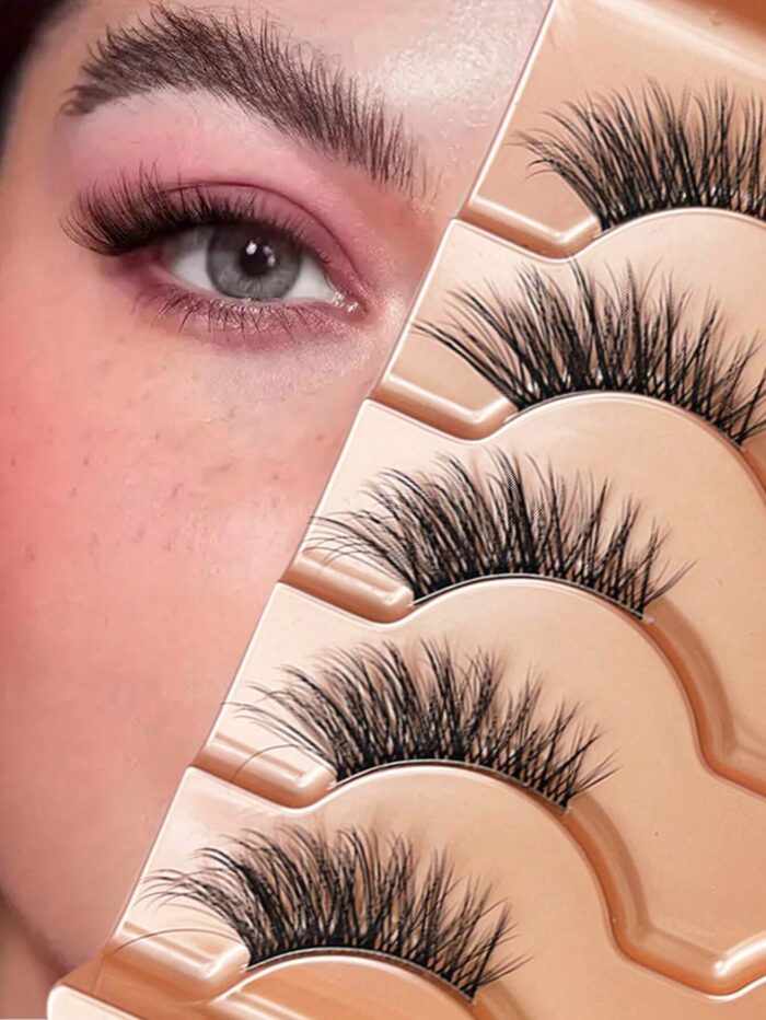 5 Pairs Cat Eye Half-Lash Set, 5-10mm D Curl, Natural & Soft False Eyelashes - Image 2