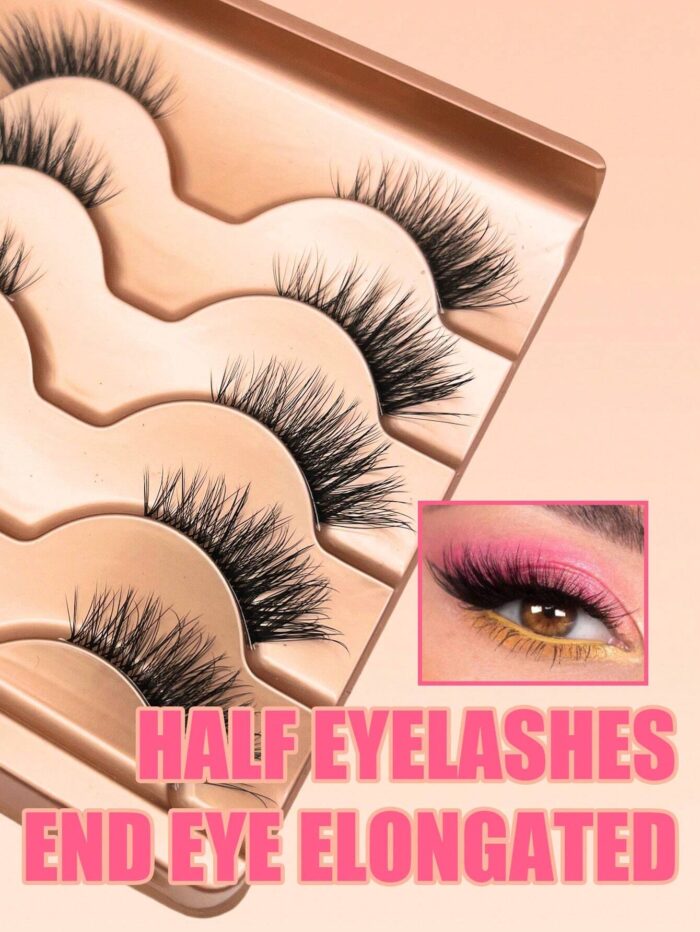 5 Pairs Cat Eye Half-Lash Set, 5-10mm D Curl, Natural & Soft False Eyelashes - Image 3
