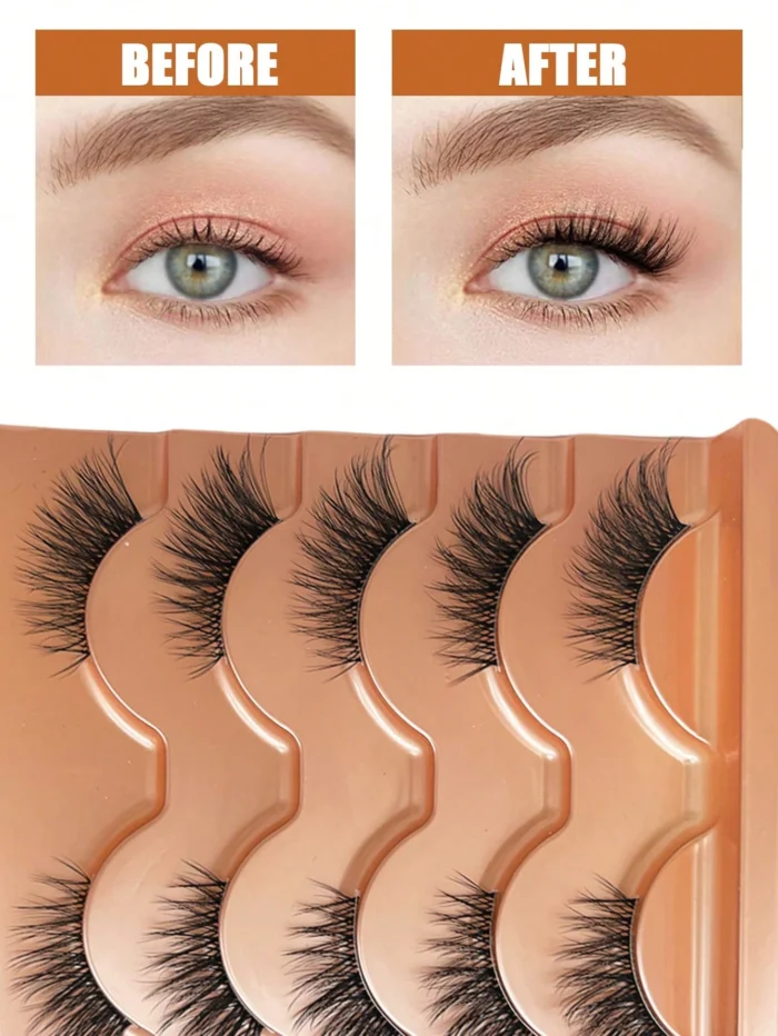 5 Pairs Cat Eye Half-Lash Set, 5-10mm D Curl, Natural & Soft False Eyelashes - Image 5