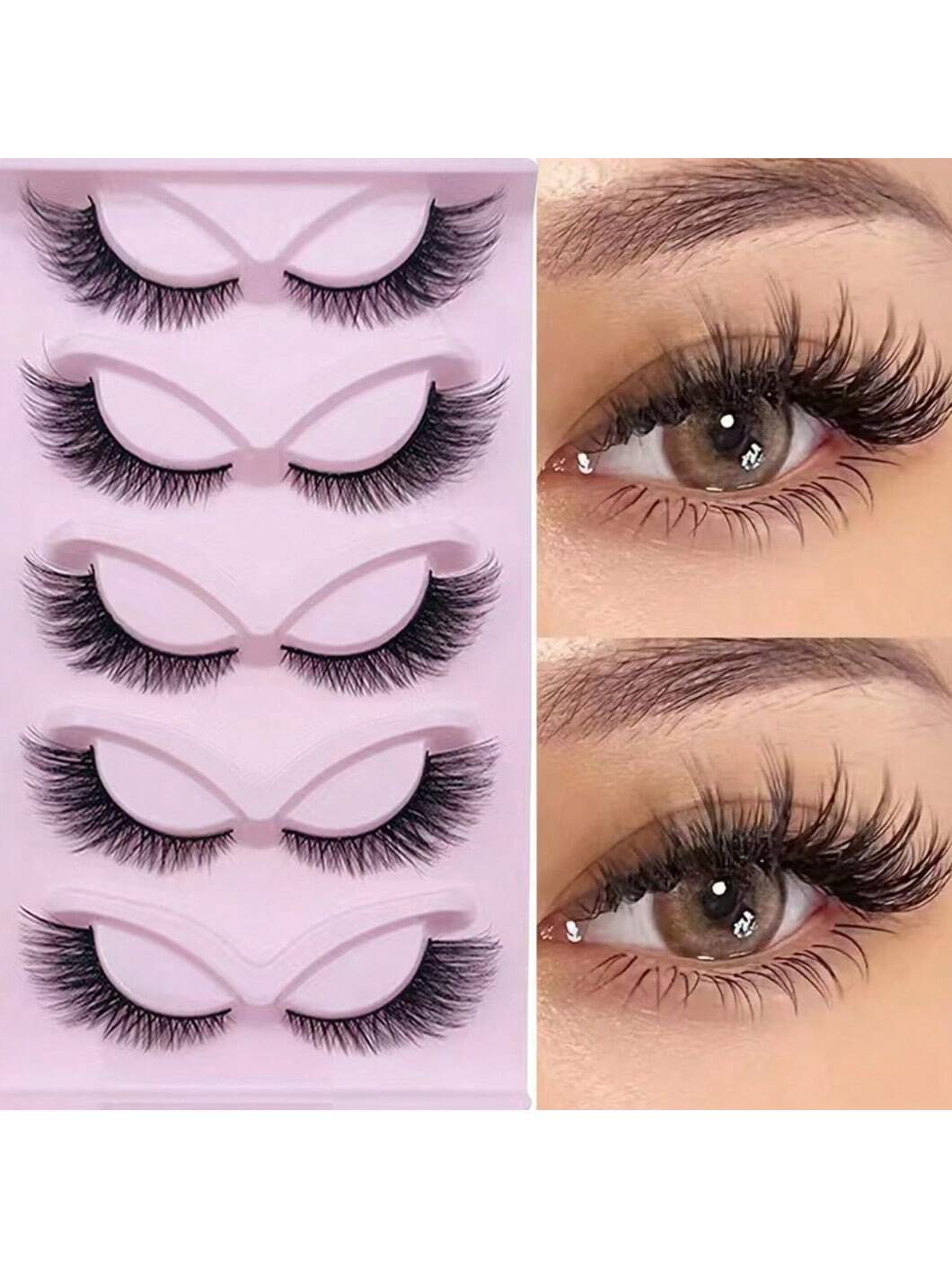 5 Pairs Cat Eye Lashes Wispy Fake Lashes Fluffy Cat Eye Lashes Extensions
