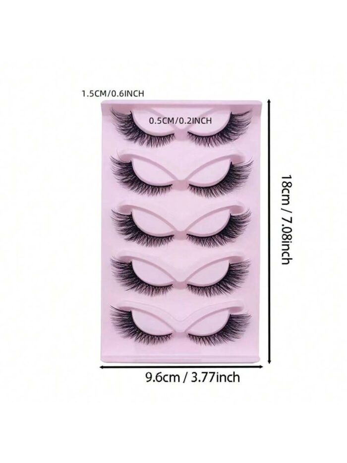 5 Pairs Cat Eye Lashes Wispy Fake Lashes Fluffy Cat Eye Lashes Extensions - Image 4