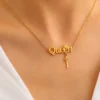 Aomogo Stainless Steel Necklaces Elegant Letter Queen Crown Key Light Luxury Pendants Chain Elegant Necklace