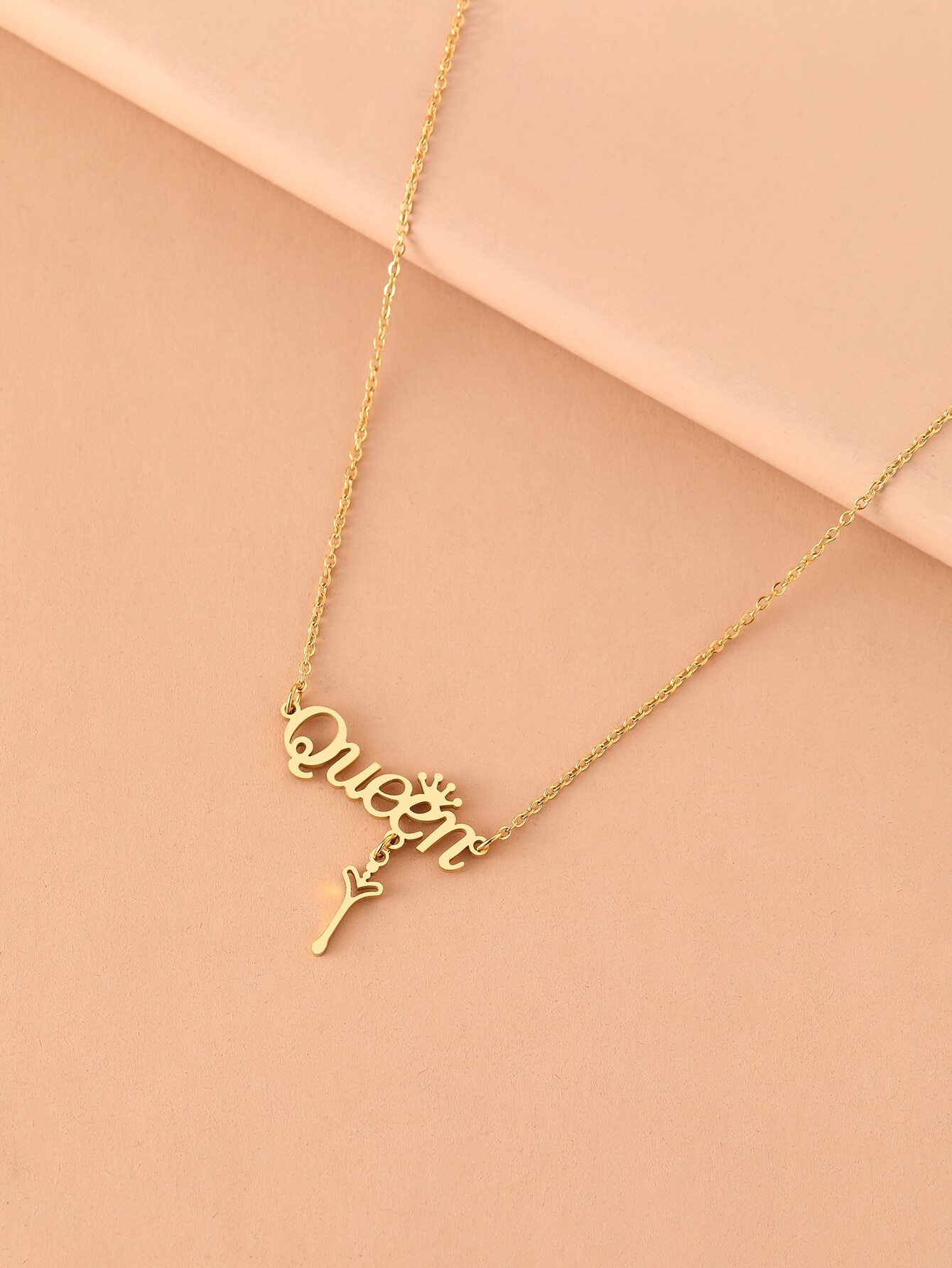 Aomogo Stainless Steel Necklaces Elegant Letter Queen Crown Key Light Luxury Pendants Chain Elegant Necklace - Image 3