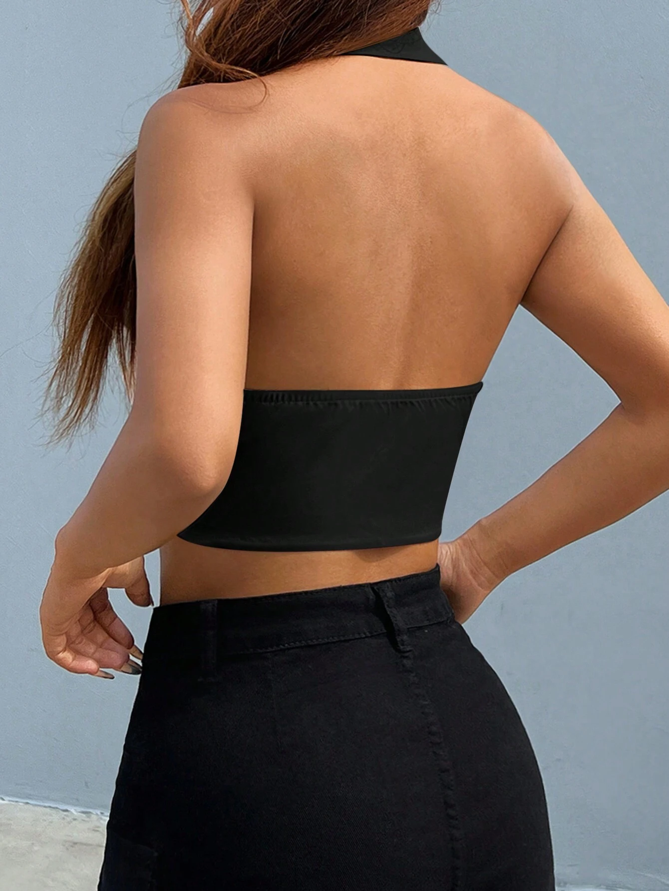 SHEIN EZwear Women Lapel Collar Backless Sleeveless Front Button Blazer - Image 2