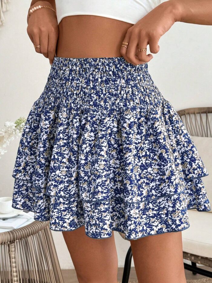 SHEIN Holidaya Women's Fashionable Wrap Design Printed A-Line Skirt - Image 5