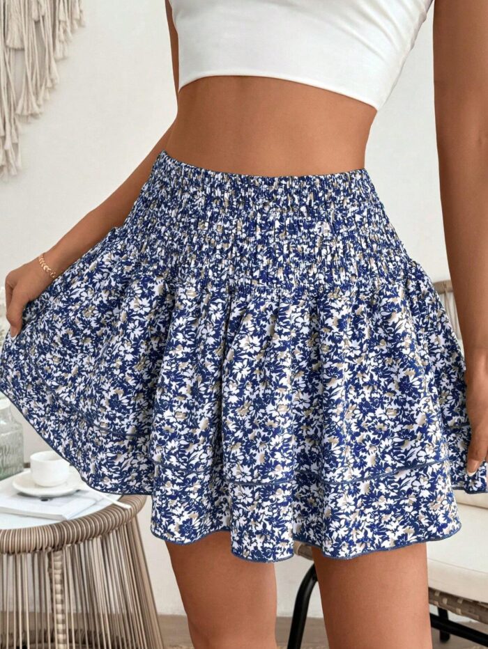 SHEIN Holidaya Women's Fashionable Wrap Design Printed A-Line Skirt - Image 3