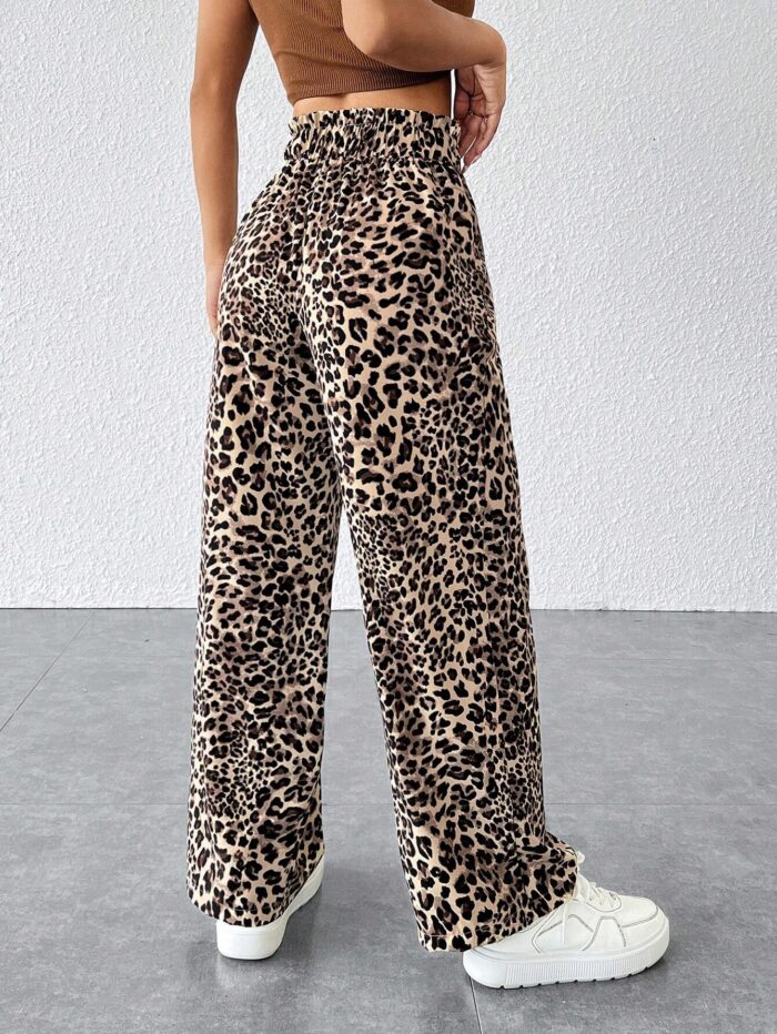 SHEIN PETITE Women Leopard Print Loose Long Pants - Image 2