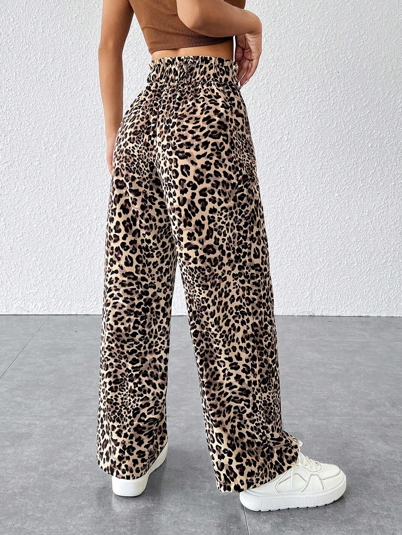 SHEIN PETITE Women Leopard Print Loose Long Pants - Image 2