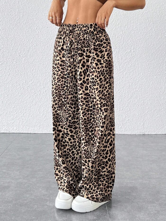 SHEIN PETITE Women Leopard Print Loose Long Pants - Image 4