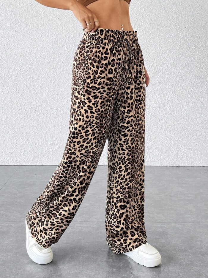 SHEIN PETITE Women Leopard Print Loose Long Pants - Image 5