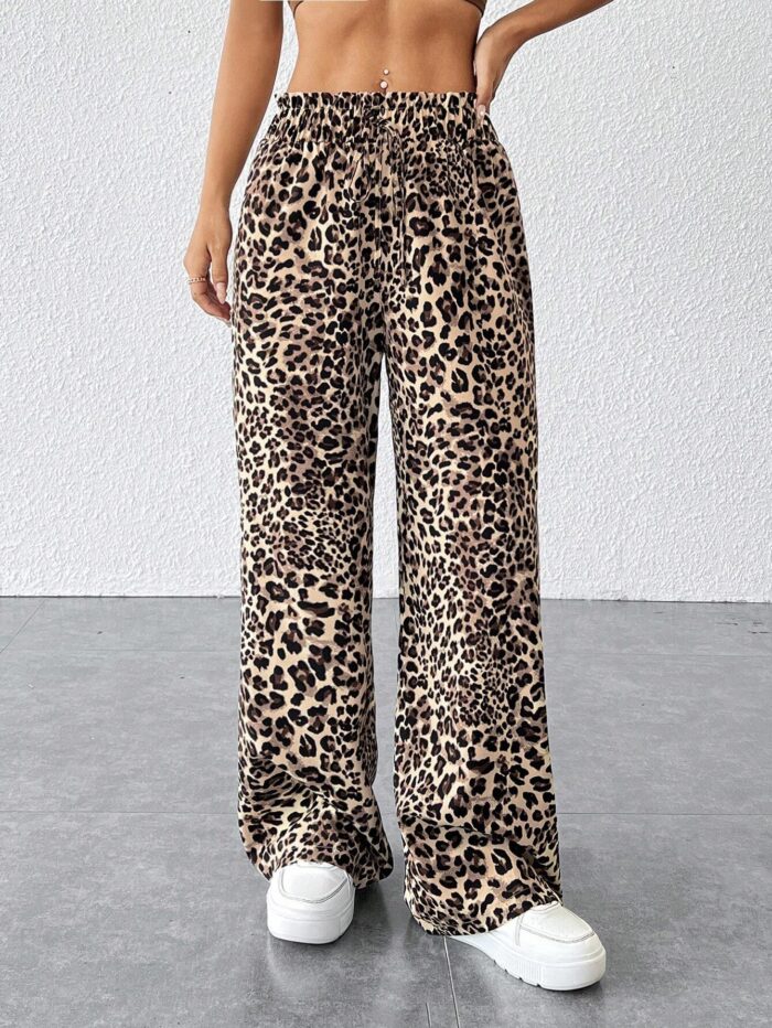 SHEIN PETITE Women Leopard Print Loose Long Pants - Image 6